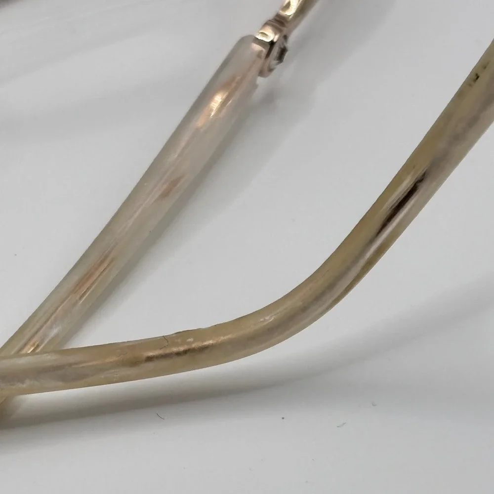Vintage Librarian Eyeglasses Côte d'Azur‎ 53-17-135 Gold Metal Rhinestone Italy